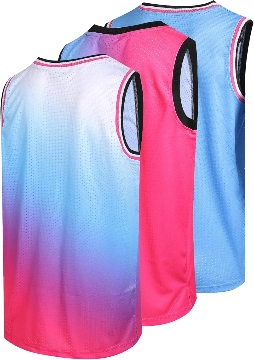 3 Pack Men's Blank Basketball Jerseys Mesh Performance Athletic Team Sports Uniforms Bulk Shirts