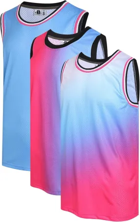 3 Pack Men's Blank Basketball Jerseys Mesh Performance Athletic Team Sports Uniforms Bulk Shirts