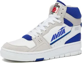 Avia 821 High Top Sneakers for Men, Indoor or Outdoor Mens Basketball Shoes - White/Silver Grey/Navy Blue, 15 Medium
