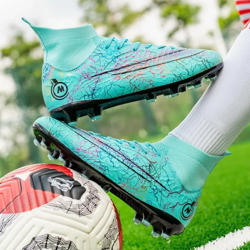 DHOVOR Womens Soccer Cleats Youth High-Top Football Cleats Anti Slip Athletics Football Trainers Outdoor Soccer Shoes