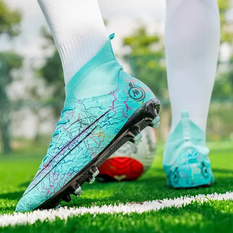 DHOVOR Womens Soccer Cleats Youth High-Top Football Cleats Anti Slip Athletics Football Trainers Outdoor Soccer Shoes