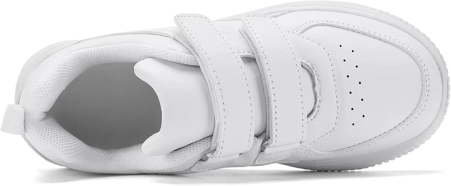 DSWED Black Boys Running Shoes for Girls Leather wear Athletic Kids Fashion Sneakers Tennis Shoes Big Kid Size