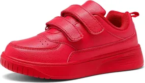 DSWED Unisex-Child Leather Lightweight Breathable Knit Athletic Running Sneakers for Kids Shoes for Boys Girls