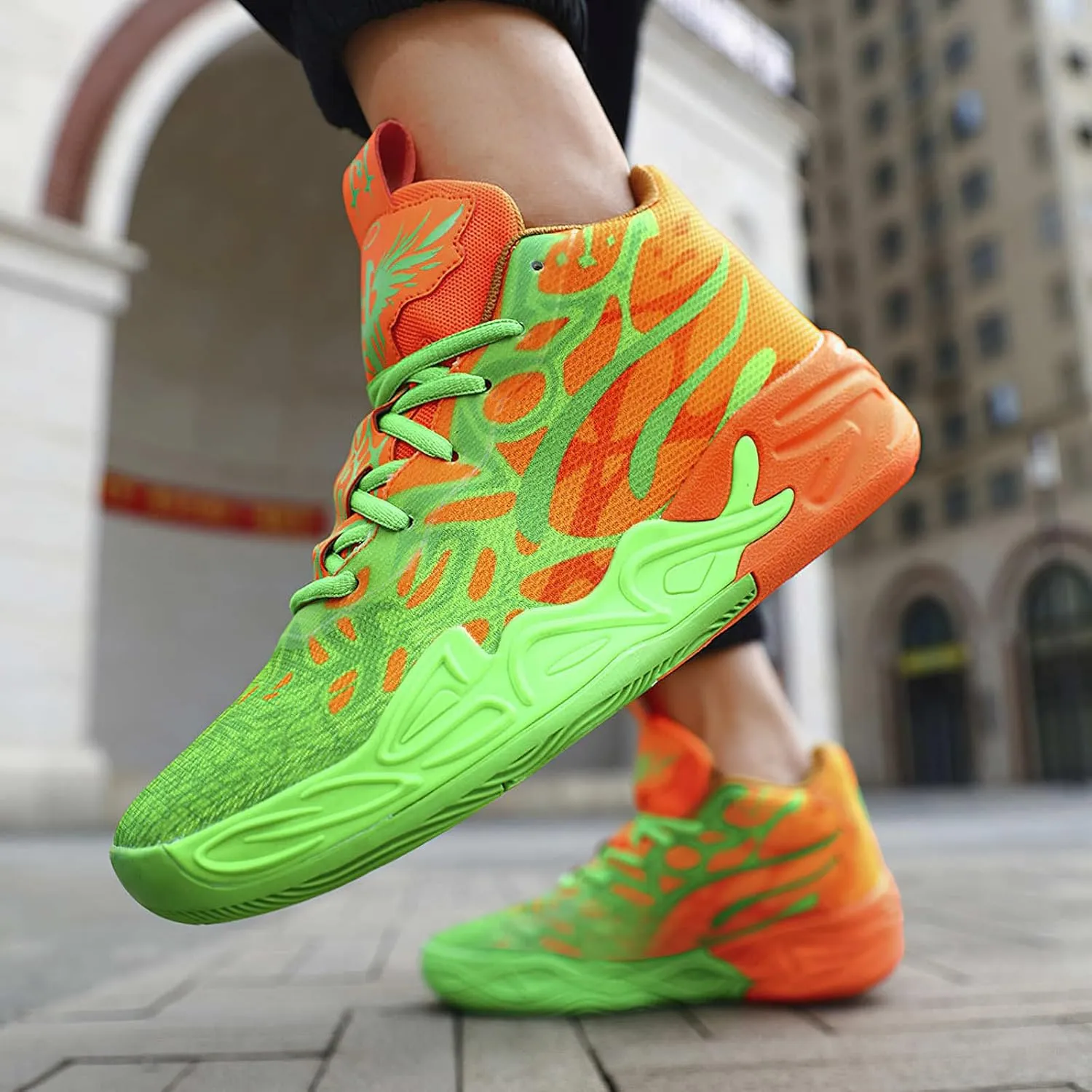 Exusiai Mens High Top Basketball Shoes Fashion Breathable Non Slip Outdoor Sneakers Comfortable Cushioning Athletic