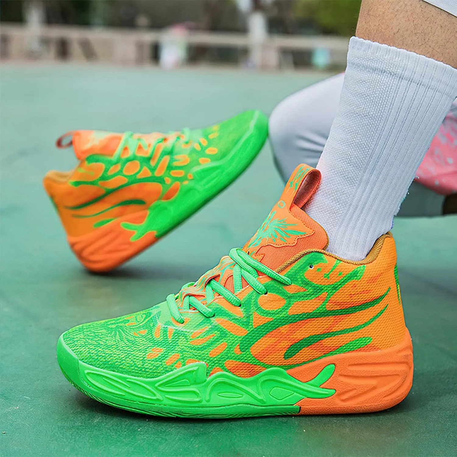 Exusiai Mens High Top Basketball Shoes Fashion Breathable Non Slip Outdoor Sneakers Comfortable Cushioning Athletic