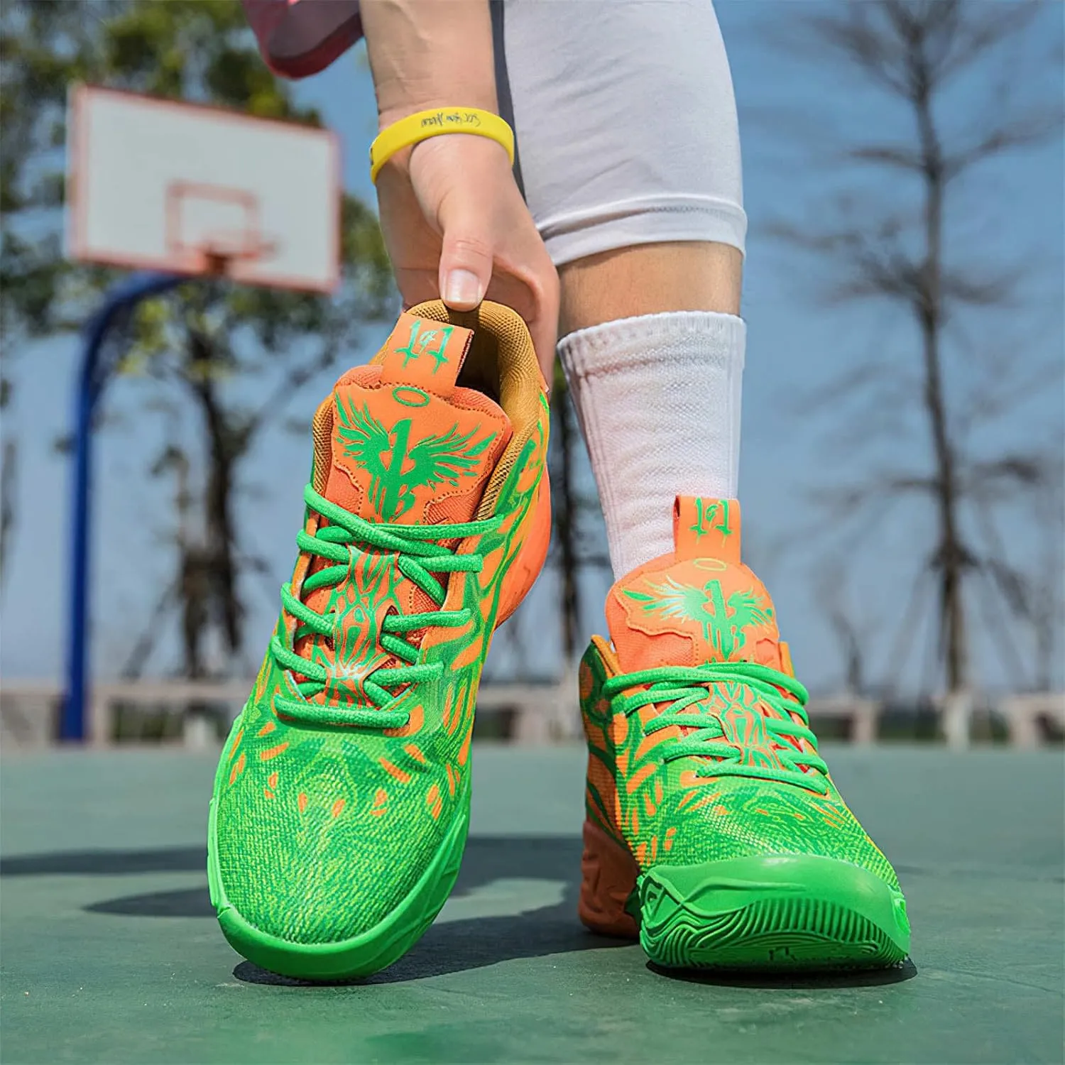 Exusiai Mens High Top Basketball Shoes Fashion Breathable Non Slip Outdoor Sneakers Comfortable Cushioning Athletic
