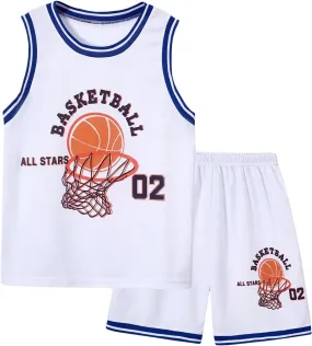 Floerns Boy's 2 Piece Outfit Basketball Performance Tank Top with Sports Shorts