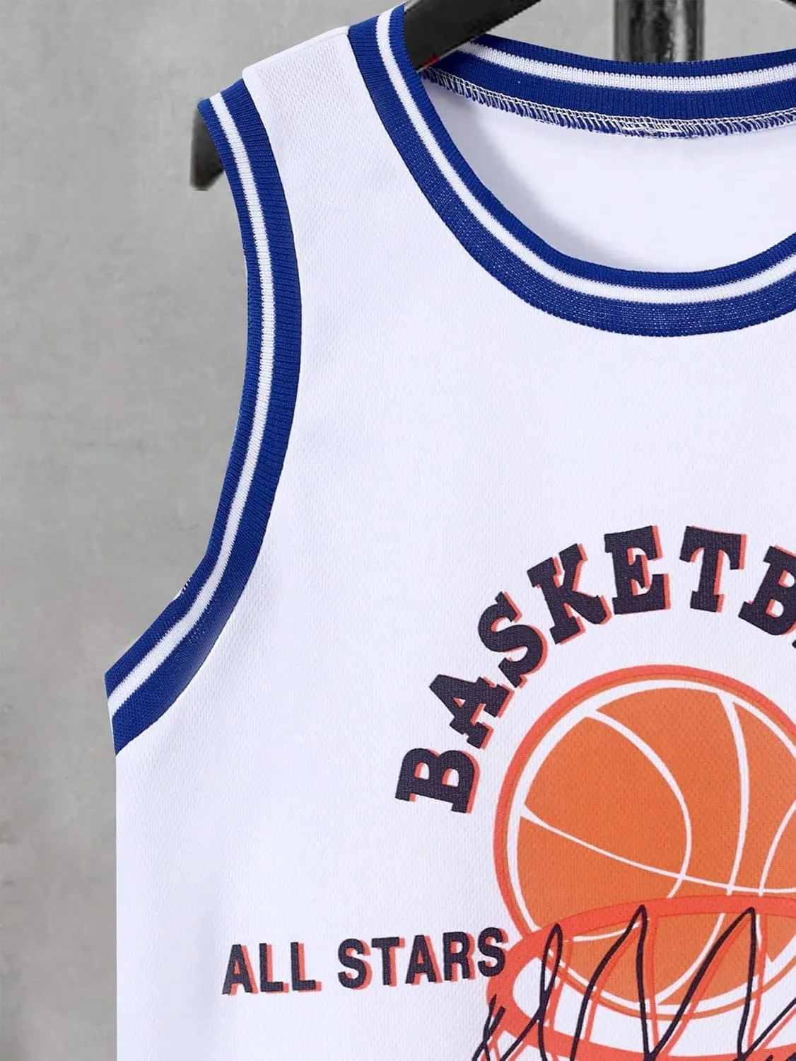 Floerns Boy's 2 Piece Outfit Basketball Performance Tank Top with Sports Shorts