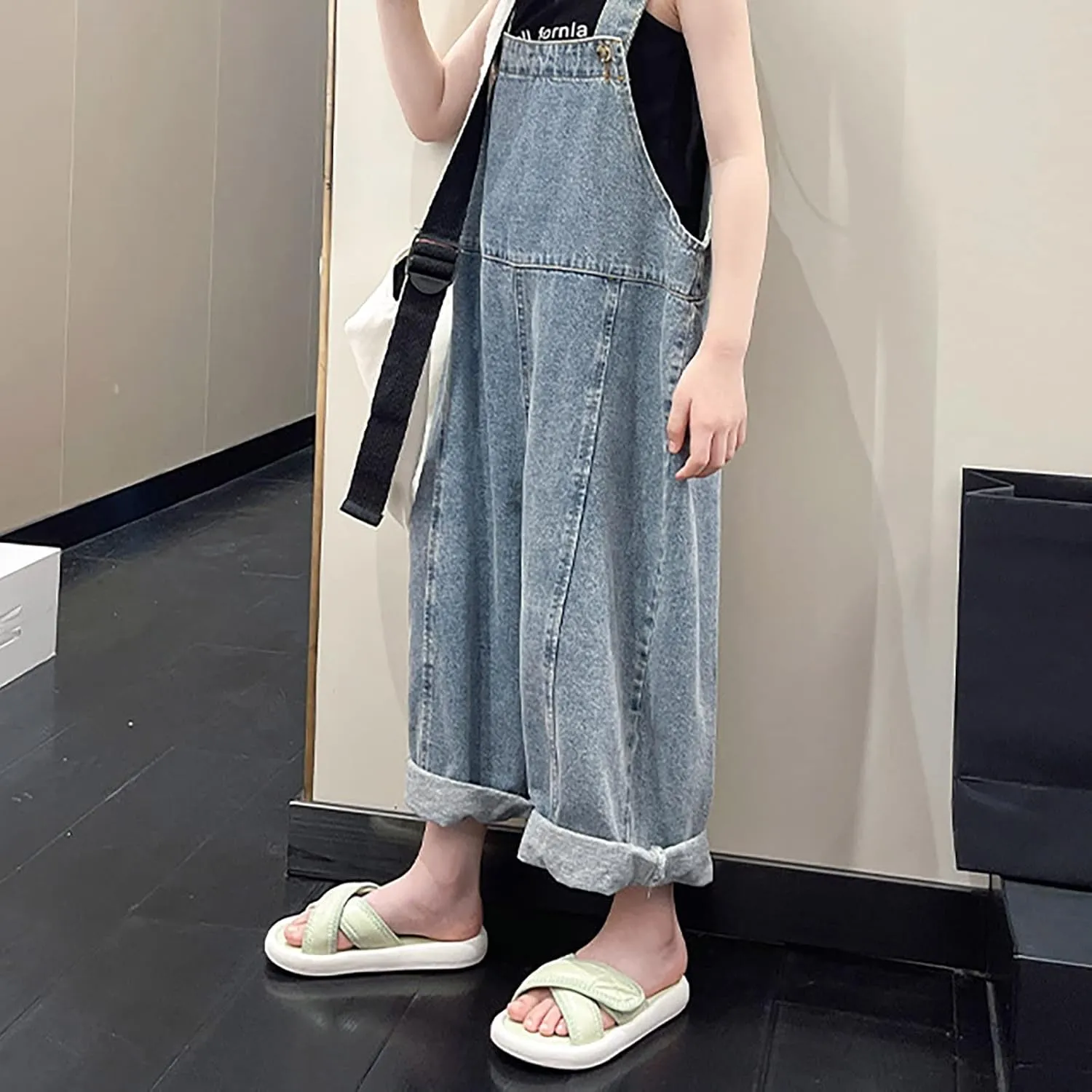 Girls Solid Color Sliders Open Toe Adjustable Flat Slippers Fashion Summer Slippers Non-Slip Slide Sandals Beach Shoes