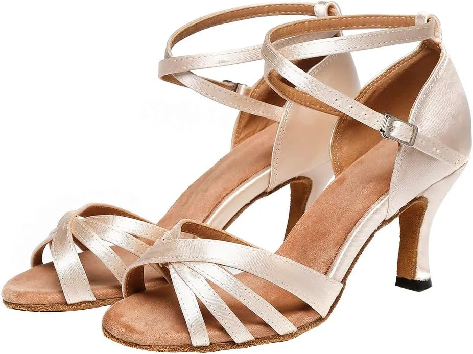 HIPPOSEUS Women's Professional Latin Dance Shoes Open Toe Ballroom Salsa Bachata Dance Performance Shoes,Model YCL