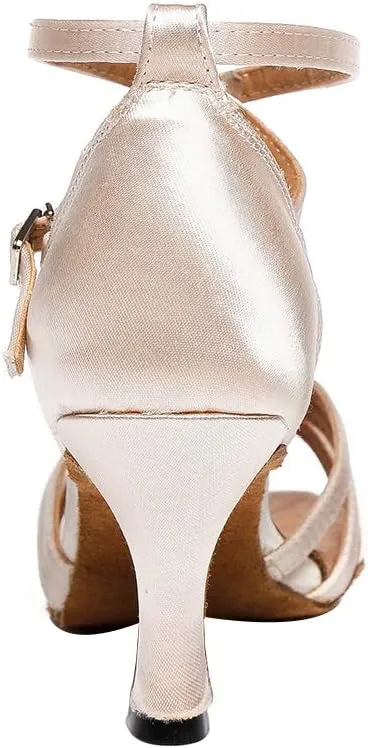 HIPPOSEUS Women's Professional Latin Dance Shoes Open Toe Ballroom Salsa Bachata Dance Performance Shoes,Model YCL