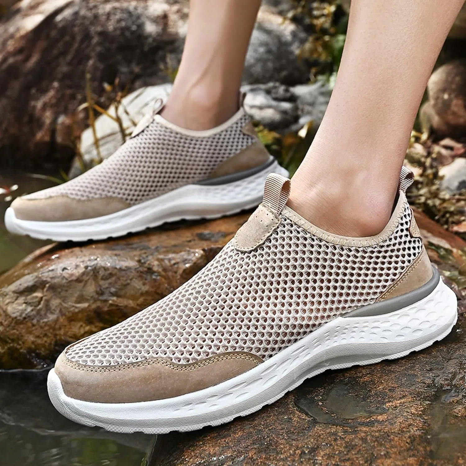 Men's Running Shoes Breathable Mesh Casual Walking Shoes Fashion Sneakers Non-slip Soft Sole Tennis Fitness Trainers Outdoor Hiking Climbing Shoes
