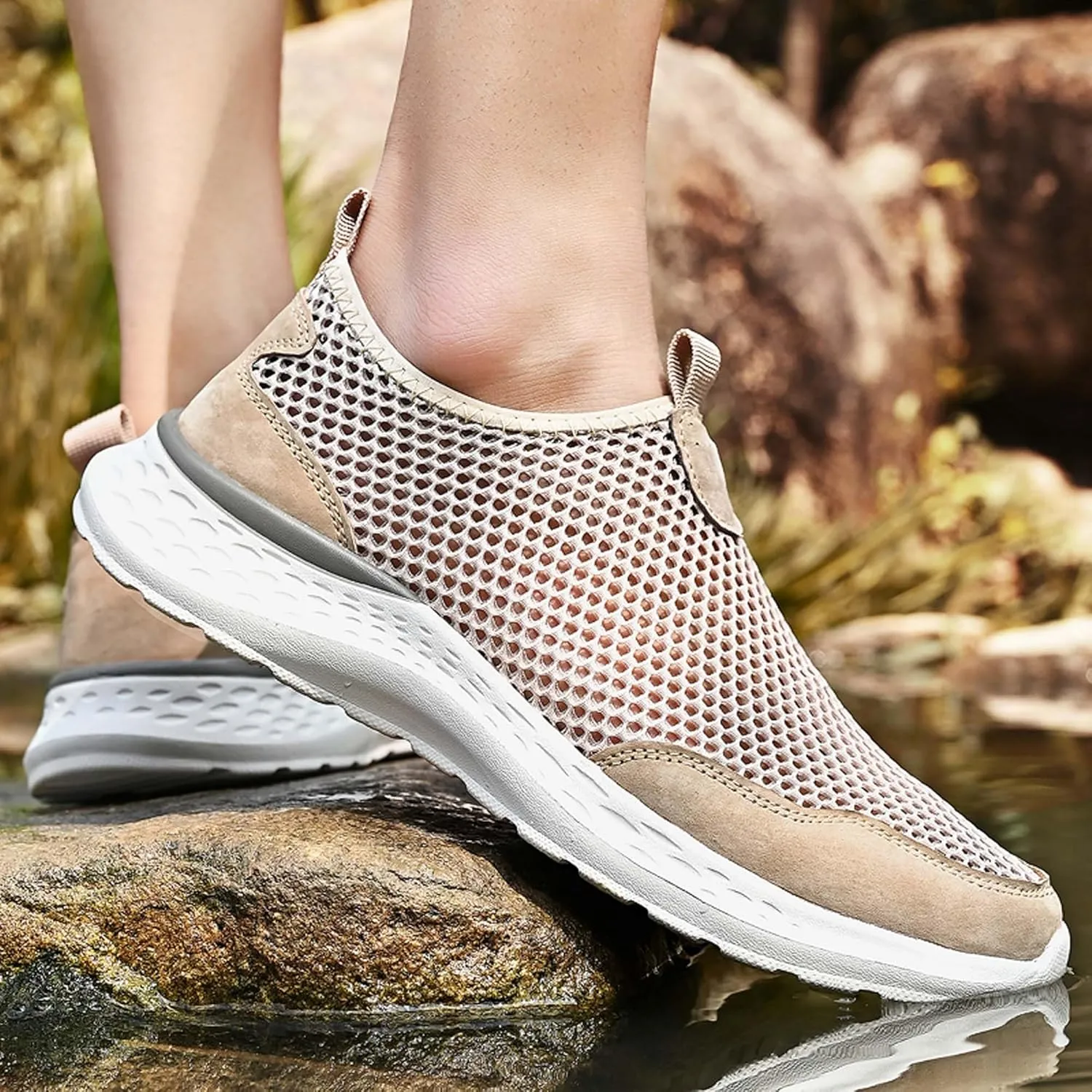 Men's Running Shoes Breathable Mesh Casual Walking Shoes Fashion Sneakers Non-slip Soft Sole Tennis Fitness Trainers Outdoor Hiking Climbing Shoes