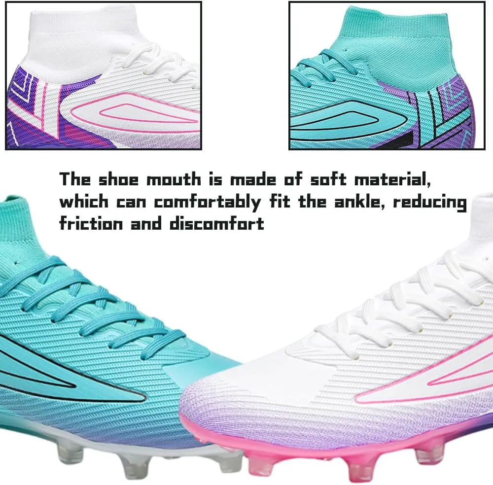Men's Soccer Shoes Cleats Outdoor Breathable Athletic Professional Spikes Youth Boys Football Shoes High-Top Soccer Unisex
