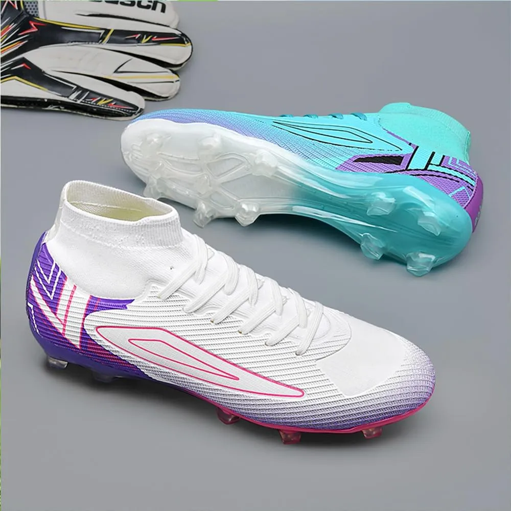 Men's Soccer Shoes Cleats Outdoor Breathable Athletic Professional Spikes Youth Boys Football Shoes High-Top Soccer Unisex