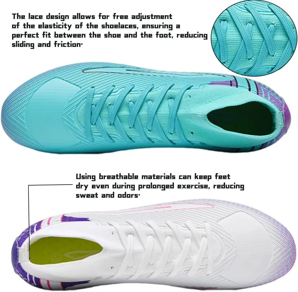 Men's Soccer Shoes Cleats Outdoor Breathable Athletic Professional Spikes Youth Boys Football Shoes High-Top Soccer Unisex