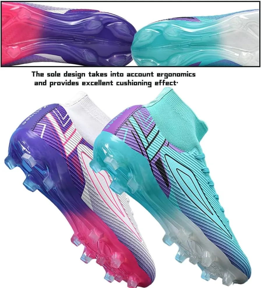 Men's Soccer Shoes Cleats Outdoor Breathable Athletic Professional Spikes Youth Boys Football Shoes High-Top Soccer Unisex