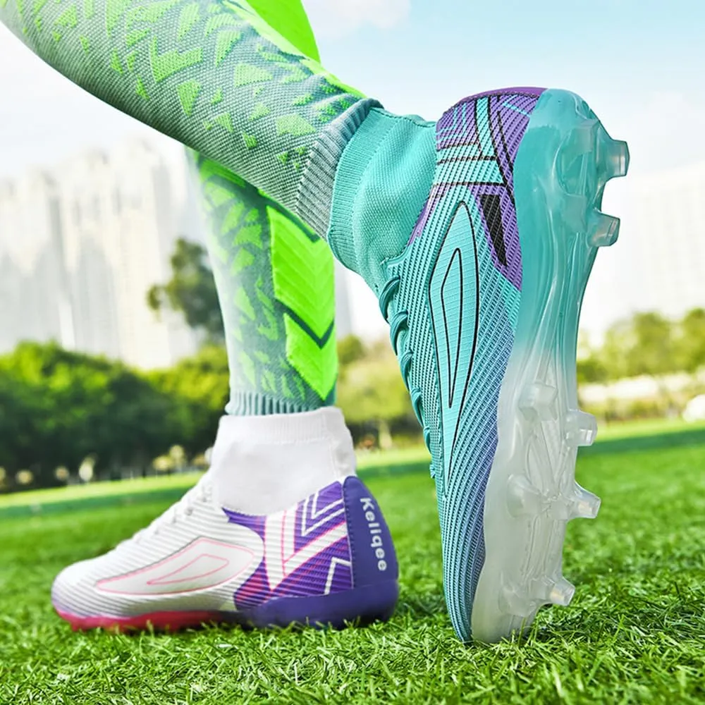 Men's Soccer Shoes Cleats Outdoor Breathable Athletic Professional Spikes Youth Boys Football Shoes High-Top Soccer Unisex