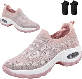 Orthoture Women's Shoes,Air Cushion Slip On Walking Shoes,Arch Support Comfort Breathable Mesh Orthopedic Platform Sneakers