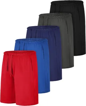 Resinta 5 Pack Boys Athletic Shorts Kids Youth Basketball Shorts Active Performance Quick Dry Gym Elastic Waist with Pockets