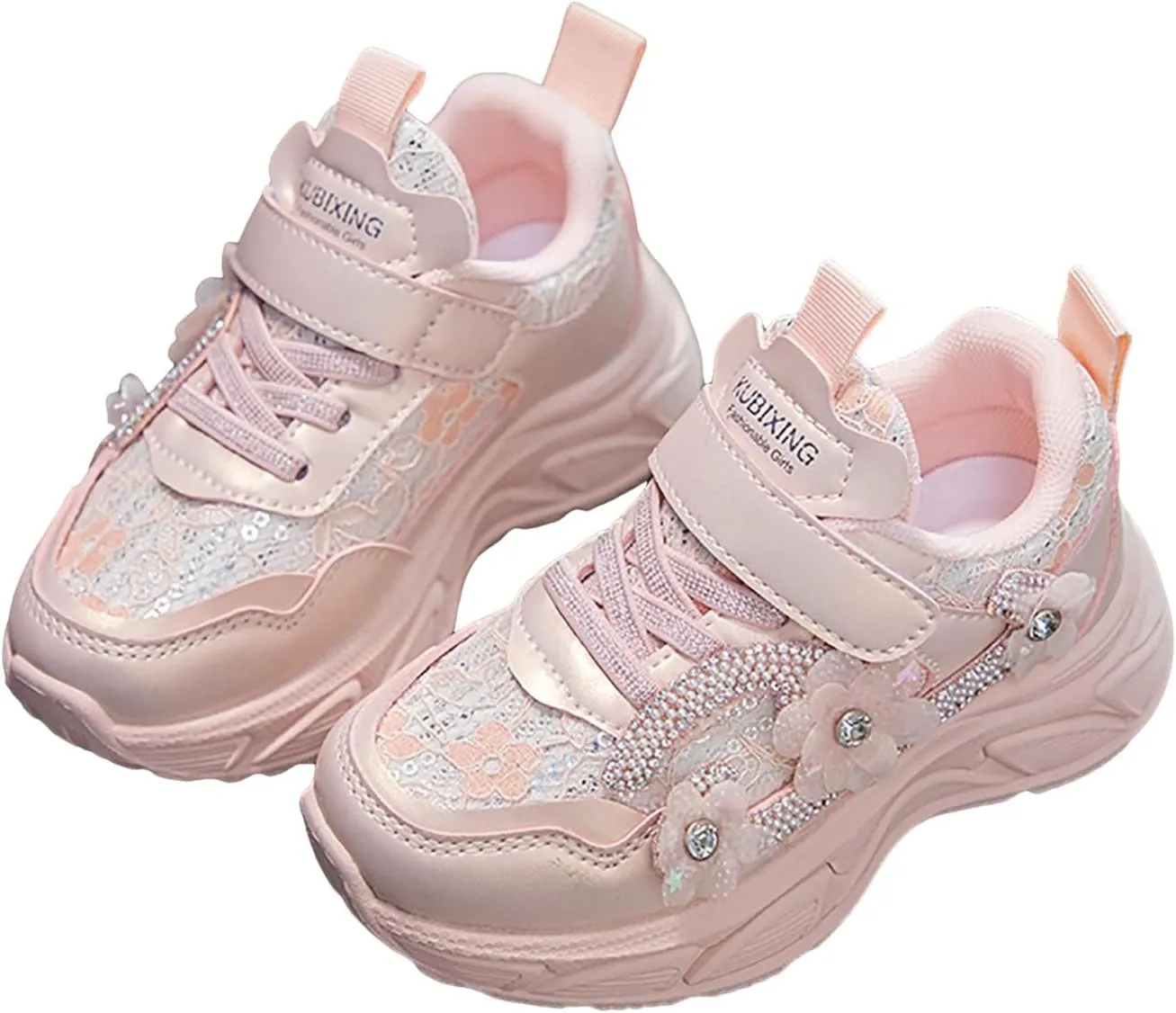 Sneakers for Girls Cute Flower Breathable Running Sneakers with Hook and Loop Comfortable Lightweight Fashion Shoes