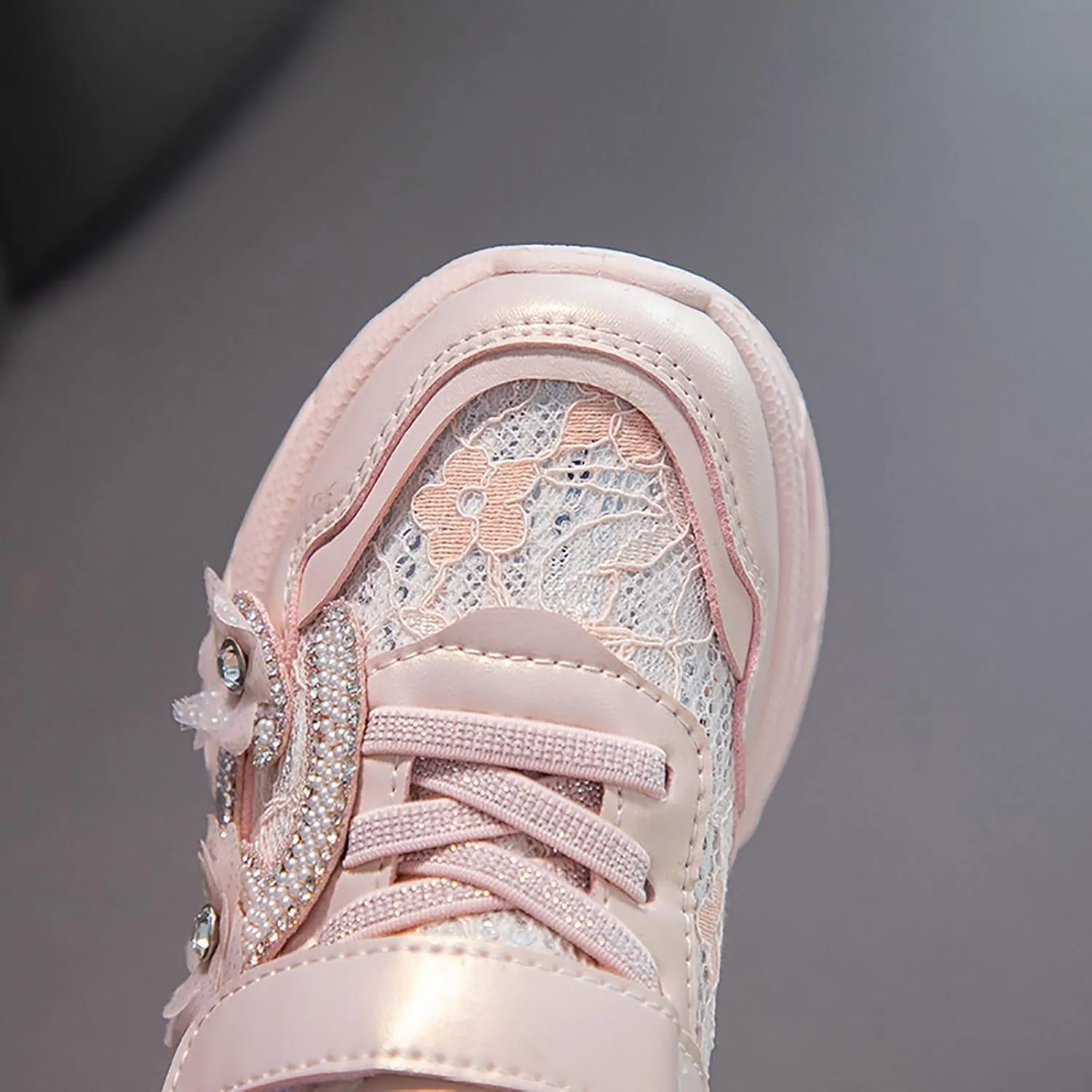 Sneakers for Girls Cute Flower Breathable Running Sneakers with Hook and Loop Comfortable Lightweight Fashion Shoes