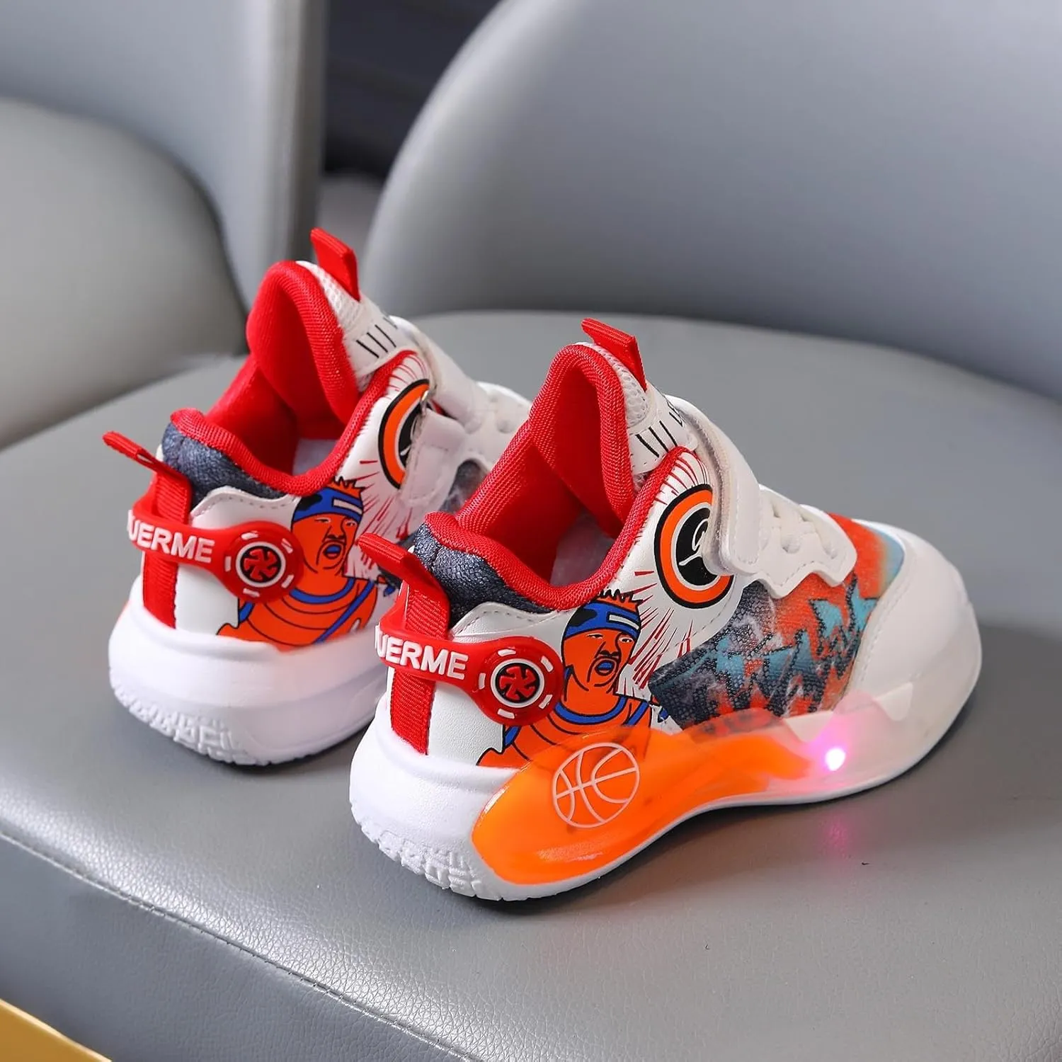 Sneakers for Girls Luminous Breathable Light Up Shoes for Kids Hook and Loop Flashing Comfortable Running Walking Shoes