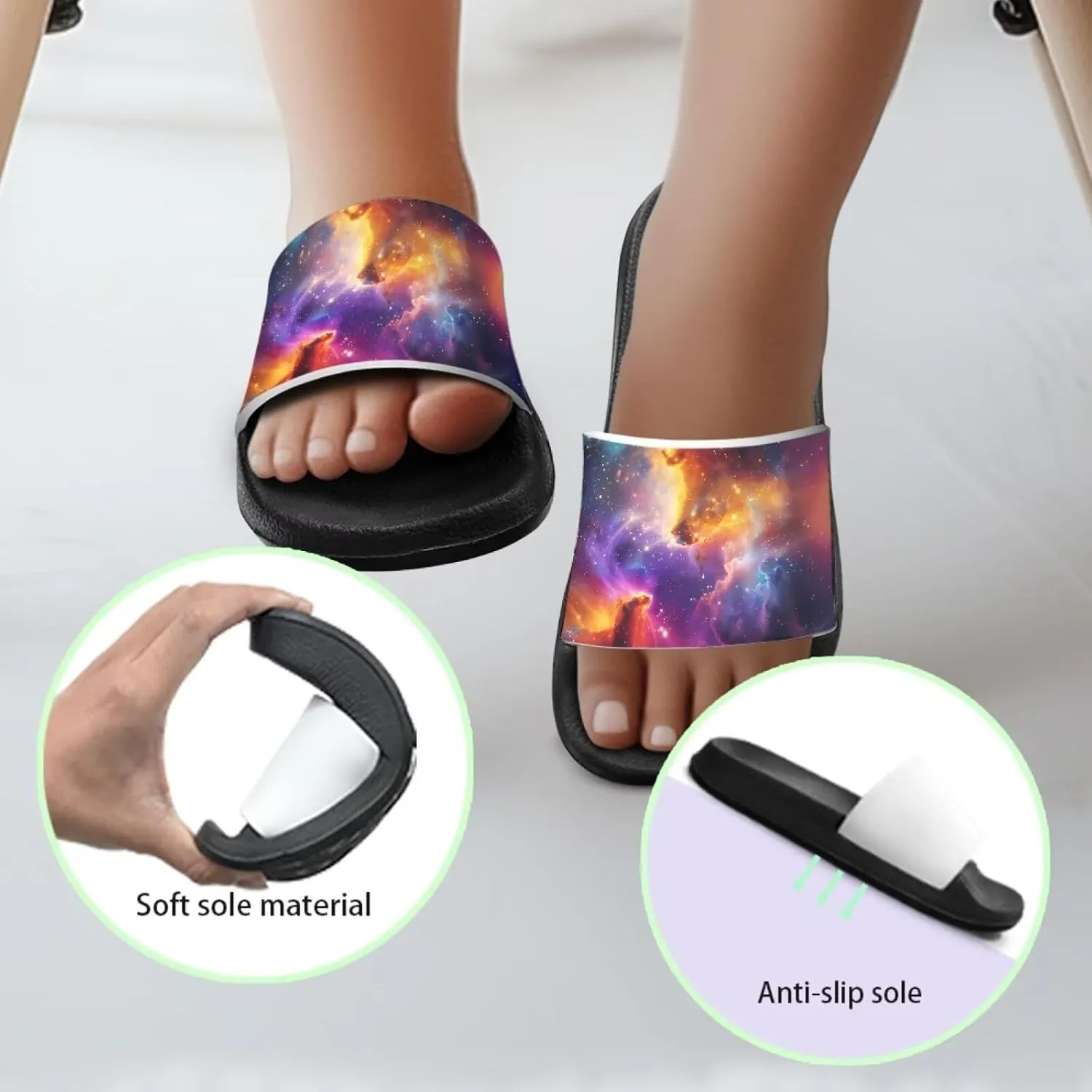 UNICEU Slides Sandals for Toddlers Comfortable Non-Slip House Slippers Casual Quick Drying Shower Shoes for Bathroom