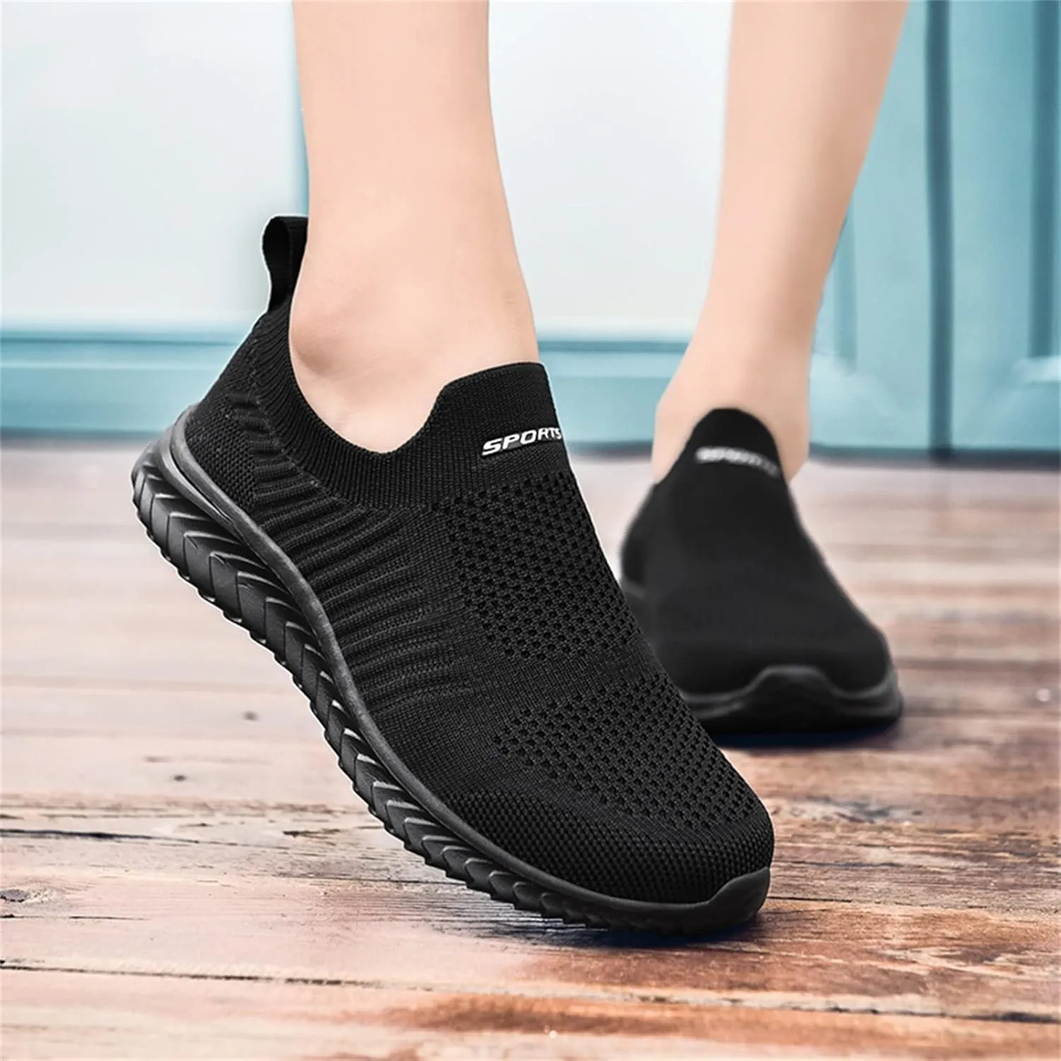 Womens Canvas Slip On Shoes Casual Walking Sneakers Lightweight Flat Fashion Comfortable Elastic Loafers Non Slip