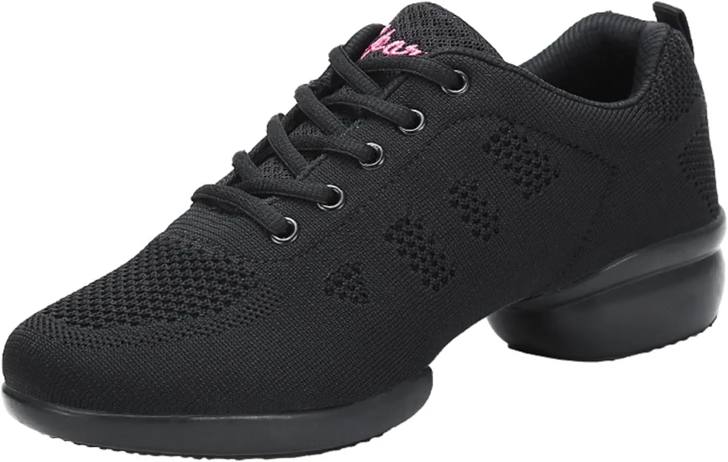 Womens Jazz Sneakers Lace-up Walking Shoes Split Sole Dance Shoes with Air Cushion Breathable Mesh Platform Shoes