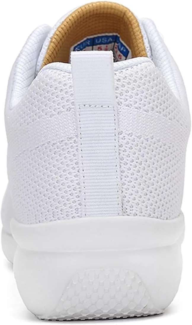 Womens Jazz Sneakers Lace-up Walking Shoes Split Sole Dance Shoes with Air Cushion Breathable Mesh Platform Shoes